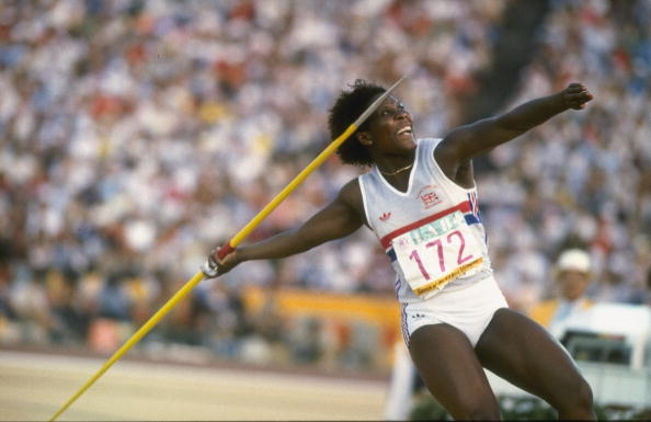 Tessa Sanderson, javelin winner at the 1984 Los Angeles Games, was the first British woman to compete in six Olympics ©Allsport/Getty Images