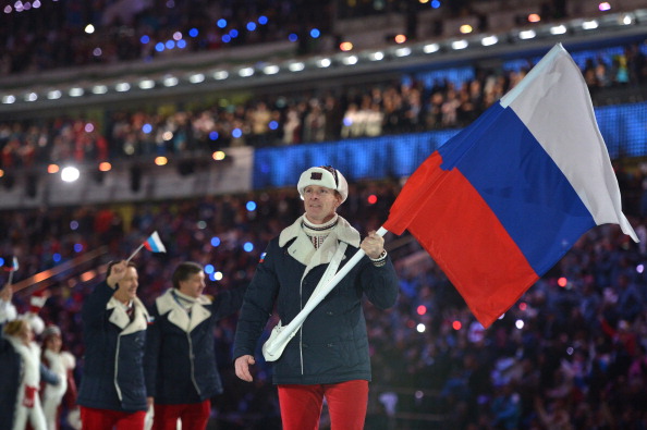 Alexander Zubkov also carried the Russian flag at the Opening Ceremony of Sochi 2014 ©AFP/Getty Images