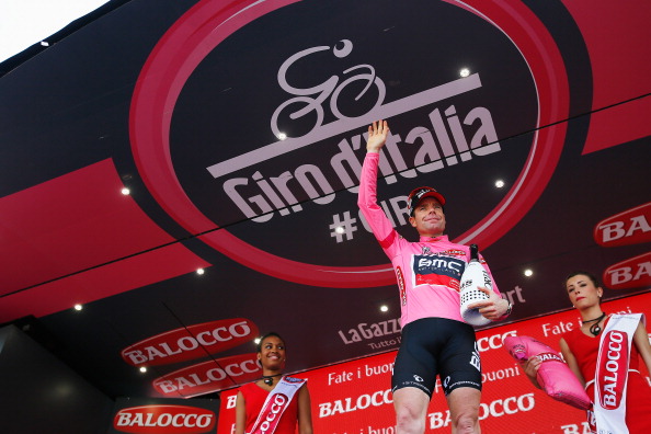Cadel Evans held on to his pink jersey as he avoided the late pile up to cross the line unscathed ©Velo/Getty Images