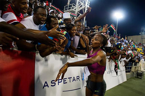 Kenyan and Ethiopian supporters helped create the atmosphere which made the IAAF Diamond League meeting in Doha such a memorable occasion ©AFP/Getty Images