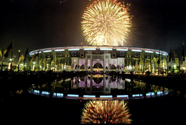 Fireworks above the Bukit Jalil National Stadium in Kuala Lumpur 1998 ©Getty Images