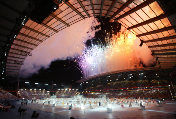 Fireworks lit up the sky as Manchester welcomed the Commonwealth in 2002 ©AFP/Getty Images
