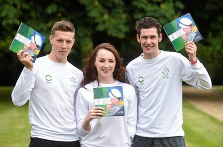 From left, Ireland cerebral palsy football team captain Luke Evans, swimmer Ellen Keane and runner Michael McKillop are backing the plan ©Pat Murphy/Sportsfile