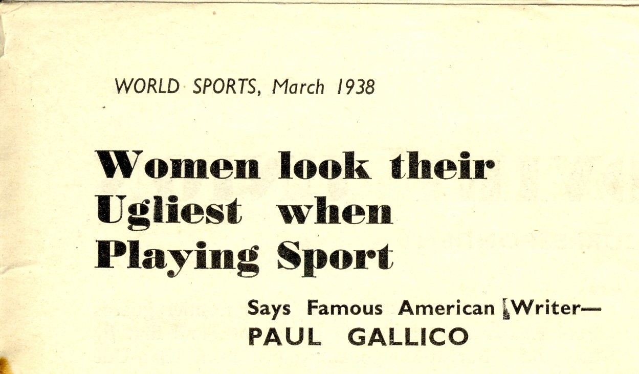 This headline, published in World Sport in 1938, showed just how far there was to go to achieve sporting equality ©World Sport