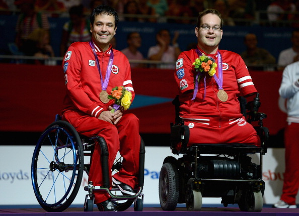 London 2012 mixed pairs champion Marco Dispaltro (left) provided a boost for the home fans in Montreal ©Getty Images