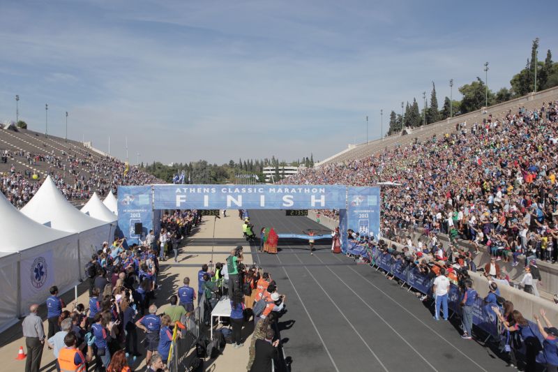 The men's finish at the 2013 Athens Marathon, which will become 'Athens Marathon. The Authentic' this year. ©Athens Authentic Marathon