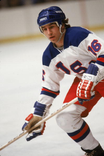 Mark Pavelich made two assists in the United States' dramatic victory over the Soviet Union in the 1980 Lake Placid ice hockey final round encounter ©Bruce Bennett Studios/Getty Images