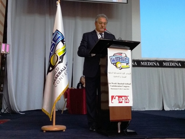 Riccardo Fraccari addresses the inaugural WBSC Congress as sole President for the first time ©WBSC