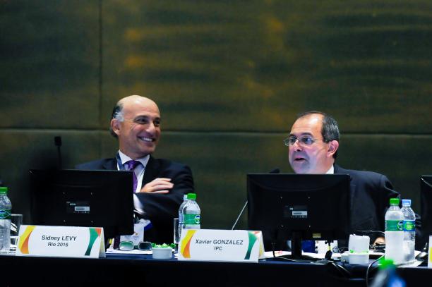 Rio 2016 and IPC chief executives Sidney Levy and Xavier Gonzalez during the Project Review meeting ©Rio 2016/Alex Ferro