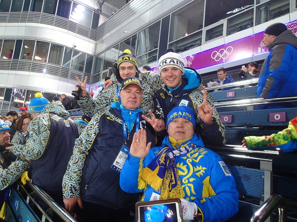 Sergey Gontcharov (back left), pictured at Sochi 2014, has been involved with Lviv's bid to host the 2022 Winter Olympics and Paralympics since 2011 and is a close ally of National Olympic Committee of Ukraine President Sergey Bubka ©Facebook 