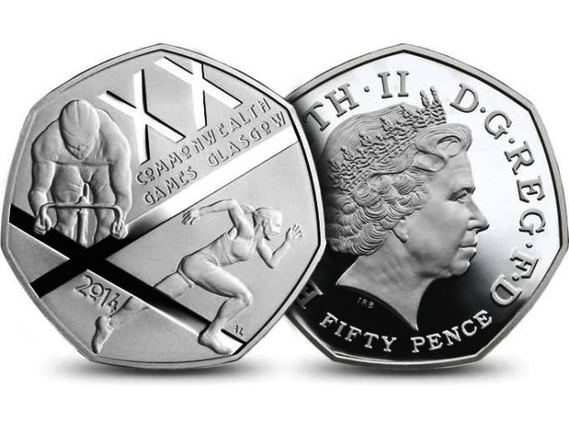 The first Glasgow 2014 Commonwealth Games 50p coin was struck in Wales today ©The Royal Mint