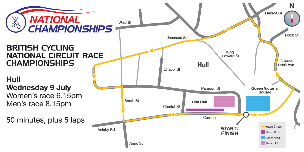 The route of the 2014 National Circuit Race Championships which will take place in Hull on July 9 ©British Cycling