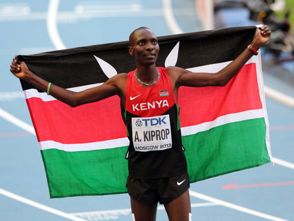Asbel Kiprop, seen celebrating his 1500m world title last summer, is vehemently opposed to 'plea bargaining' doping suspensions ©Getty Images