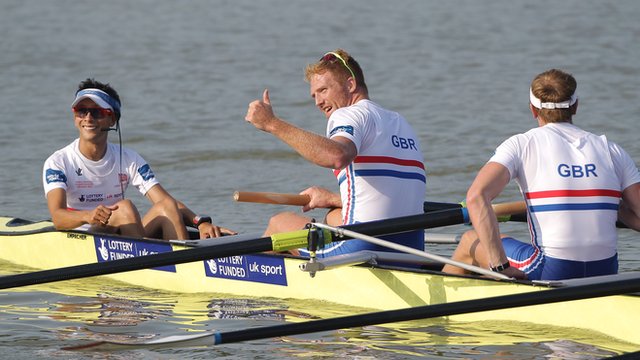 Britain's men's eight celebrate a first win at last year's World Championships. Now the Europeans beckon ©Getty Images