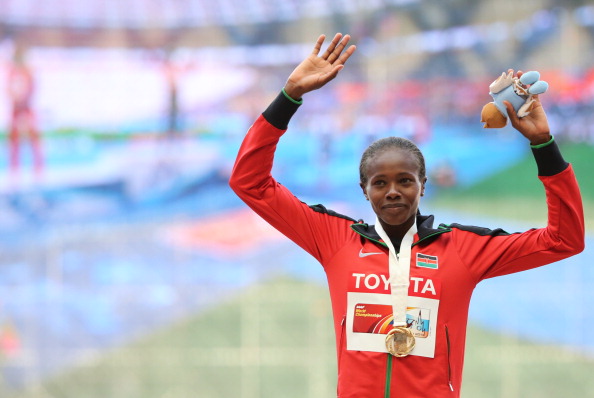 Kenya's Eunice Sum, pictured after her surprise 800m win at last year's IAAF World Championships, believes life bans should be introduced for first-time doping offences ©Getty Images