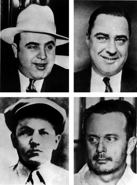 Gangsters during the US Prohibition age - top left, Al Capone, top right, Machine Gun Kelly, bottom left Baby Face Nelson, bottom right Doc Barker ©AFP/Getty Images