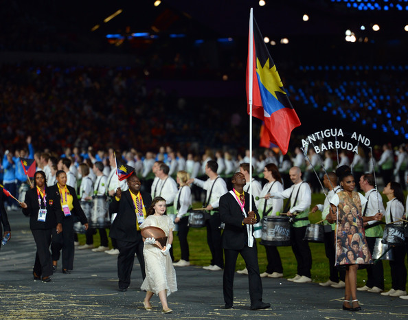 Sprinter Daniel Bailey carried the Antigua and Barbuda flag during the Opening Ceremony of London 2012 ©Getty Images