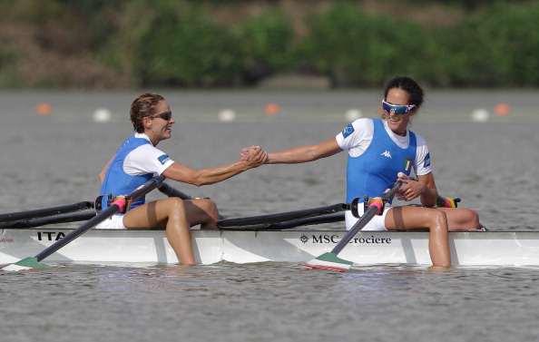 Italy's lightweight women's double sculls world champions Laura Millani and Elisabetta Sancassani are under pressure from Germany in tomorrow's European final ©Getty Images
