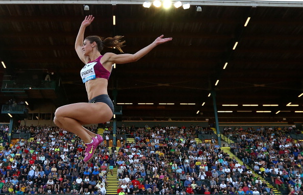 Serbia's Ivana Spanovic wins a dramatic long jump competition at the Diamond League meeting in Eugene thanks to a last effort of 6.88m ©Getty Images