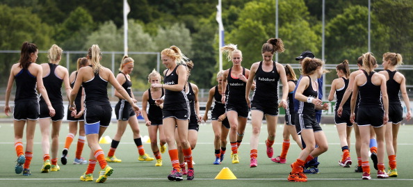 The Netherlands women's team in training before the Hockey World Cup got underway in The Hague ©AFP/Getty Images