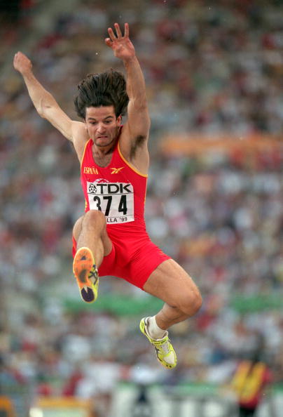 Yego Lamela competing at his home World Championships in Seville, 1999, where he eventually took silver behind Ivan Pedroso of Cuba ©Getty Images