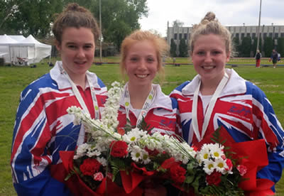 Francesca Summers pictured with her team-mates after winning the recent Modern Pentathlon World Youth A team title ©Pentathlon GB