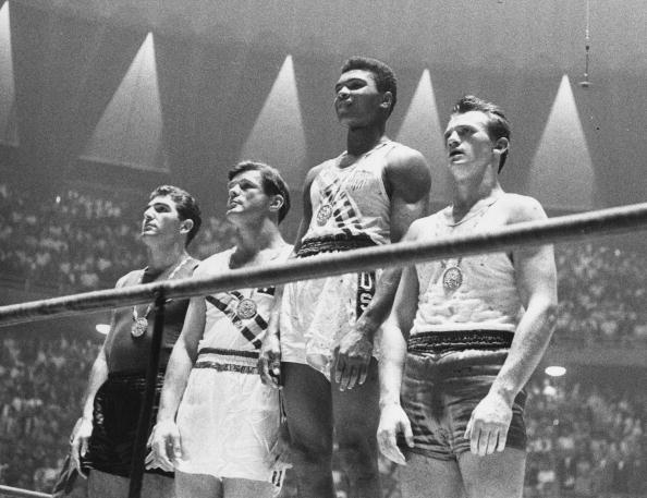 Zbigniew Pietrzykowski (right) was beaten on points by Cassius Clay - later Muhammad Ali - in the final of the light heavyweight division at the 1960 Olympics in Rome ©Hulton Archive/Getty Images