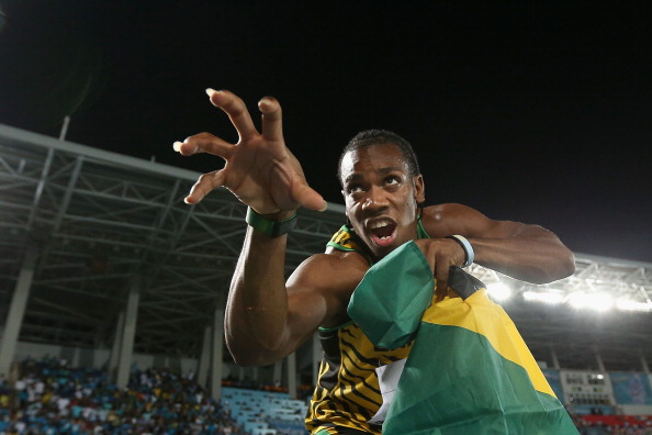 Yohan Blake plays 'The Beast' after anchoring Jamaica to a world 4x200m record at the IAAF World Relays in Nassau ©Getty Images