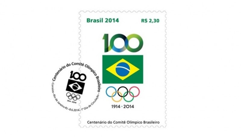 A commemorative stamp was released to mark the 100 years of history of the Brazilian Olympic Committee ©COB