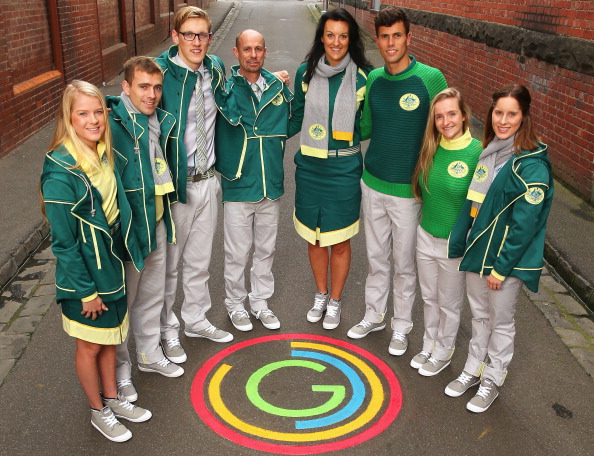 Australian athletes pose in their new Commonwealth Games uniforms for Glasgow 2014 ©Getty Images
