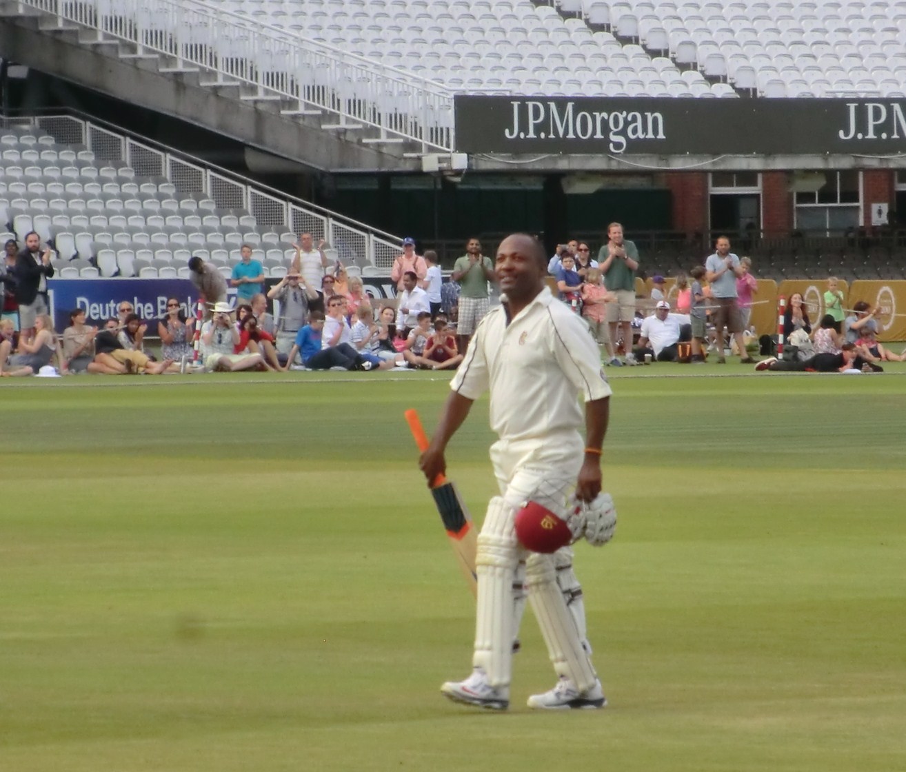 Brian Lara walks in after his blistering performance ©ITG
