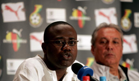 Ghana Football Association President Kwesi Nyantakyi (left), has denied agreeing to allow the national team to play in matches that others were planning to fix ©AFP/Getty Images