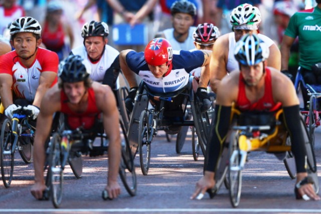 Great Britain's David Weir (centre) was one of the stars of the London 2012 Paralympic Games ©Getty Images 
