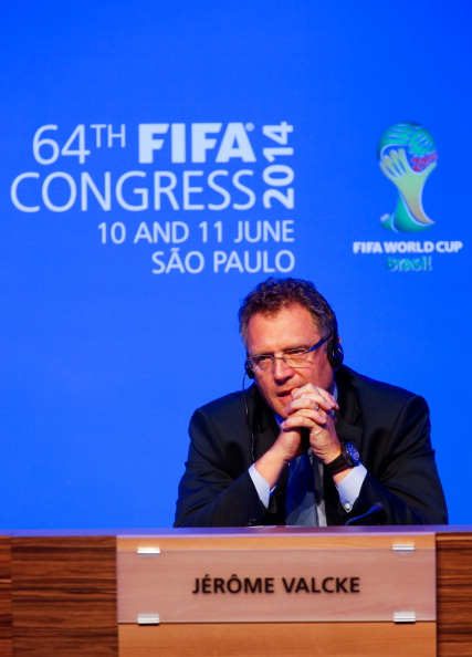 Jérôme Valcke informed the FIFA congress that all 12 host stadiums were now ready for teams, fans and officials following months of delays ©Getty Images