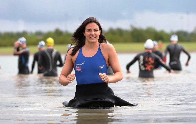 Kerri-Anne Payne was on hand today to launch come and try open water sessions at the Helix Park Lagoon in Falkirk ©Ian MacNicol