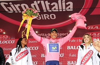 Nairo Quintana held onto the pink jersey following victory on stage 19 of the Giro d'Italia at Cima Grappa ©AFP/Getty Images