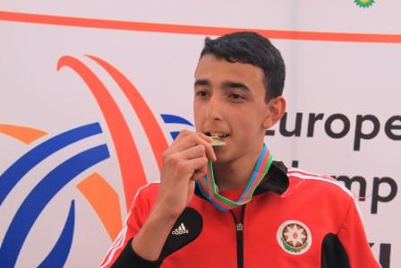 Nazim Babayev won a gold medal for Azerbaijan with a Championship Record breaking leap in the triple jump ©Baku 2015