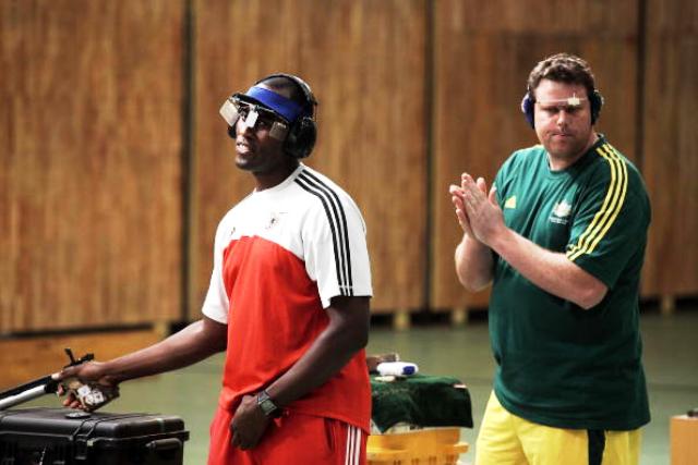Roger Daniel (left) will be shooting for a fourth Commonwealth Games medal at Glasgow 2014 ©Getty Images 