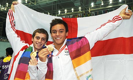 The Commonwealth Games gives English athletes the opportunity to display their "Englishness", as illustrated at Delhi 201 by divers Tom Daley and Max Brick ©Getty Images