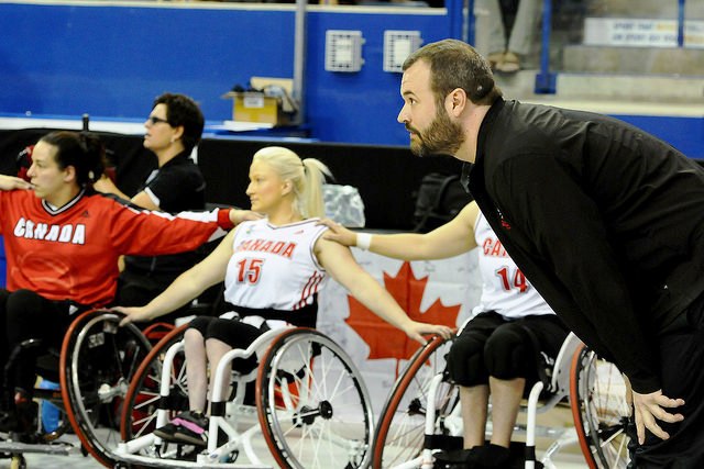 Canadian head coach Bill Johnson looks on during his side's tense World Championship final win over Germany ©Wheelchair Basketball Canada