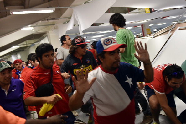 Fans from Chile stormed the media centre at the Estádio Maracanã before their team's match against Spain ©AFP/Getty Images