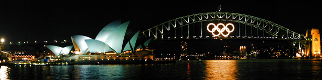 Sydney Harbour Bridge was illuminated during the 2000 by the Olympic rings ©AFP/Getty Images