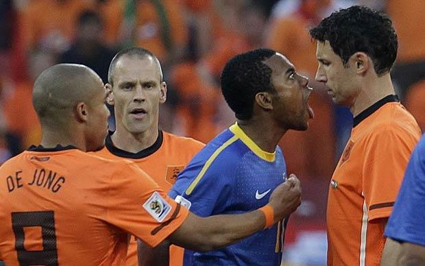 Holland knocked Brazil out of the 2010 World Cup in South Africa but their aggressive approach drew lots of criticism ©Getty Images