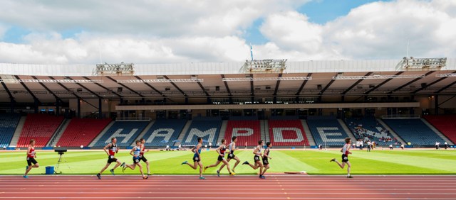 Runners in the Scottish Schools Athletics Championships had the honour of competing on the newly laid track at the Hampden Park ©Glasgow 2014