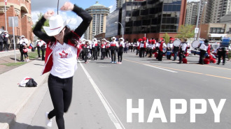 Canadian athletes got Happy has they celebrated Olympic Day ©COC