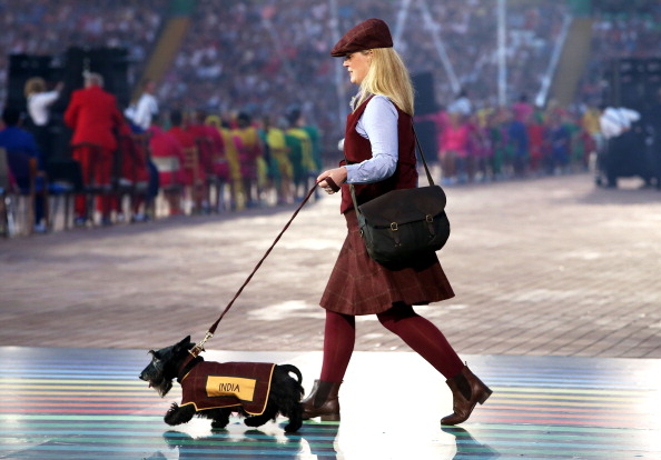 A Scottish terrier led out each nation as they entered Celtic Park ©Getty Images