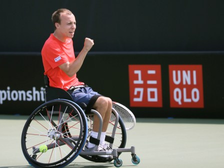 Andy Lapthorne en route to the final of the quad singles at the British Open ©LTA