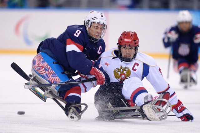 Andy Yohe in action during the Sochi 2014 gold medal match where he led the United States to a second consecutive Paralympic title ©Getty Images 