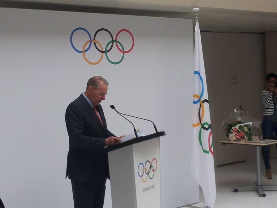 Former IOC President Jacques Rogge was on hand to address his longstanding Belgian colleague ©ITG