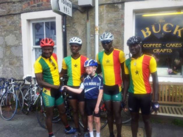 Ghana's cycling team have proved popular with the locals at their training camp in Ayr ©Facebook